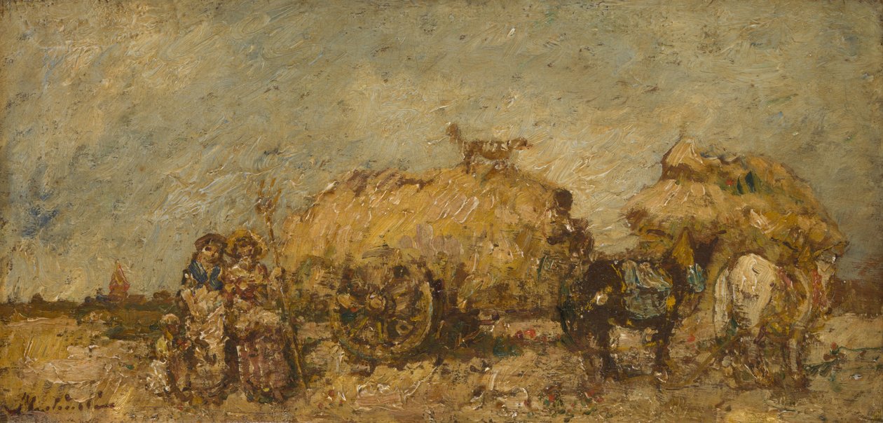The Hayfield, ca. 1870 av Adolphe Joseph Thomas Monticelli