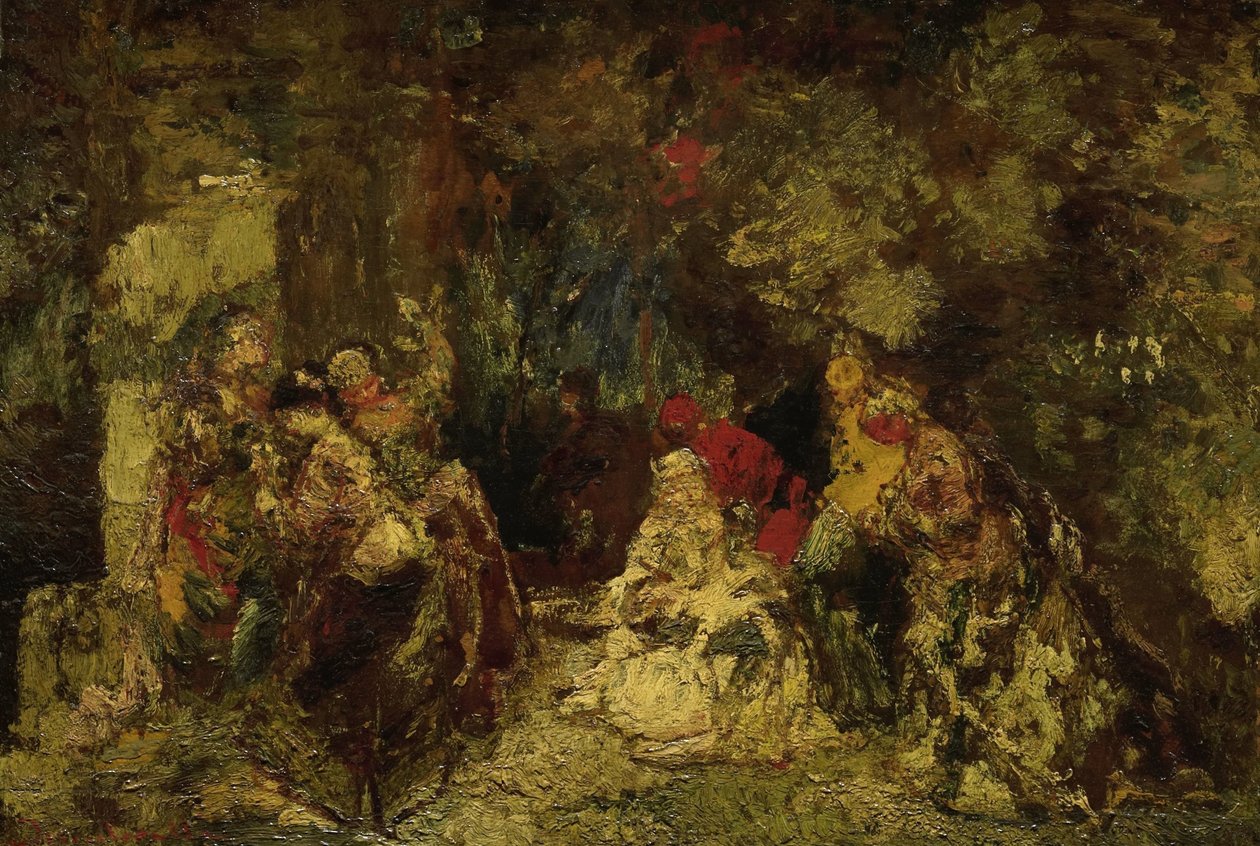 Kvinner i en skog av Adolphe Joseph Thomas Monticelli