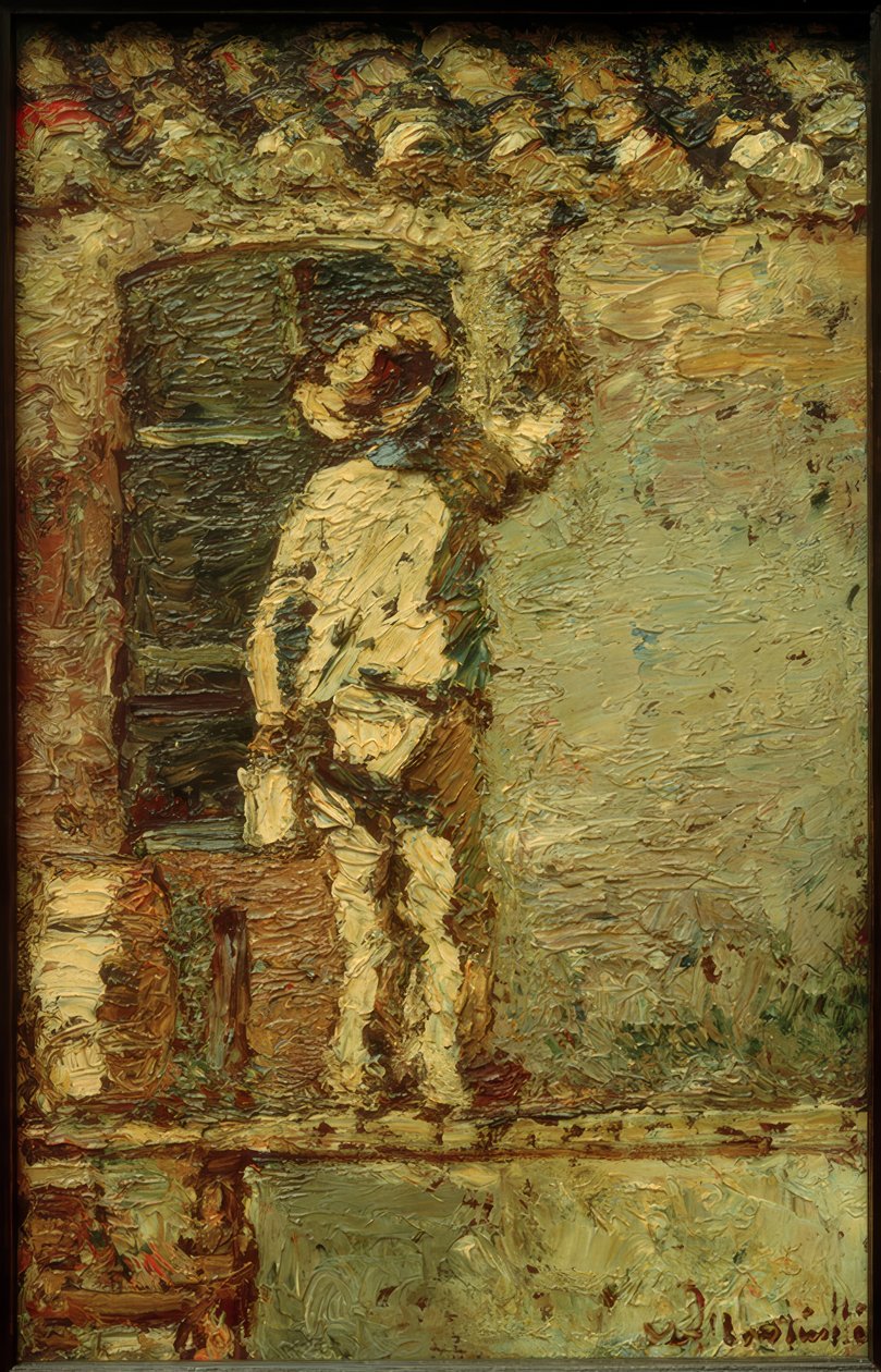 A.Monticelli, husmaler på en husvegg av Adolphe Joseph Thomas Monticelli