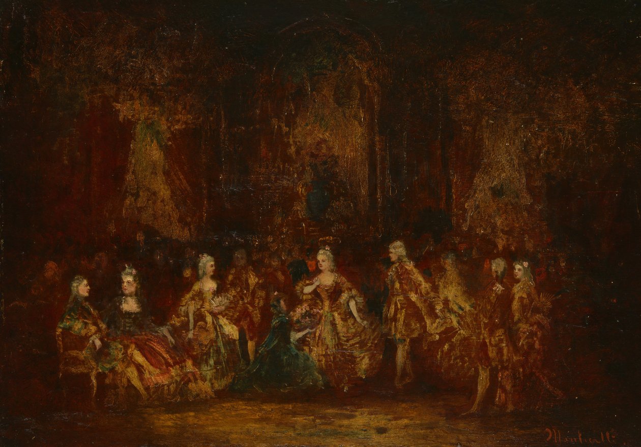 Personer i Louis XV-kostymer, ca. 1880. av Adolphe Monticelli