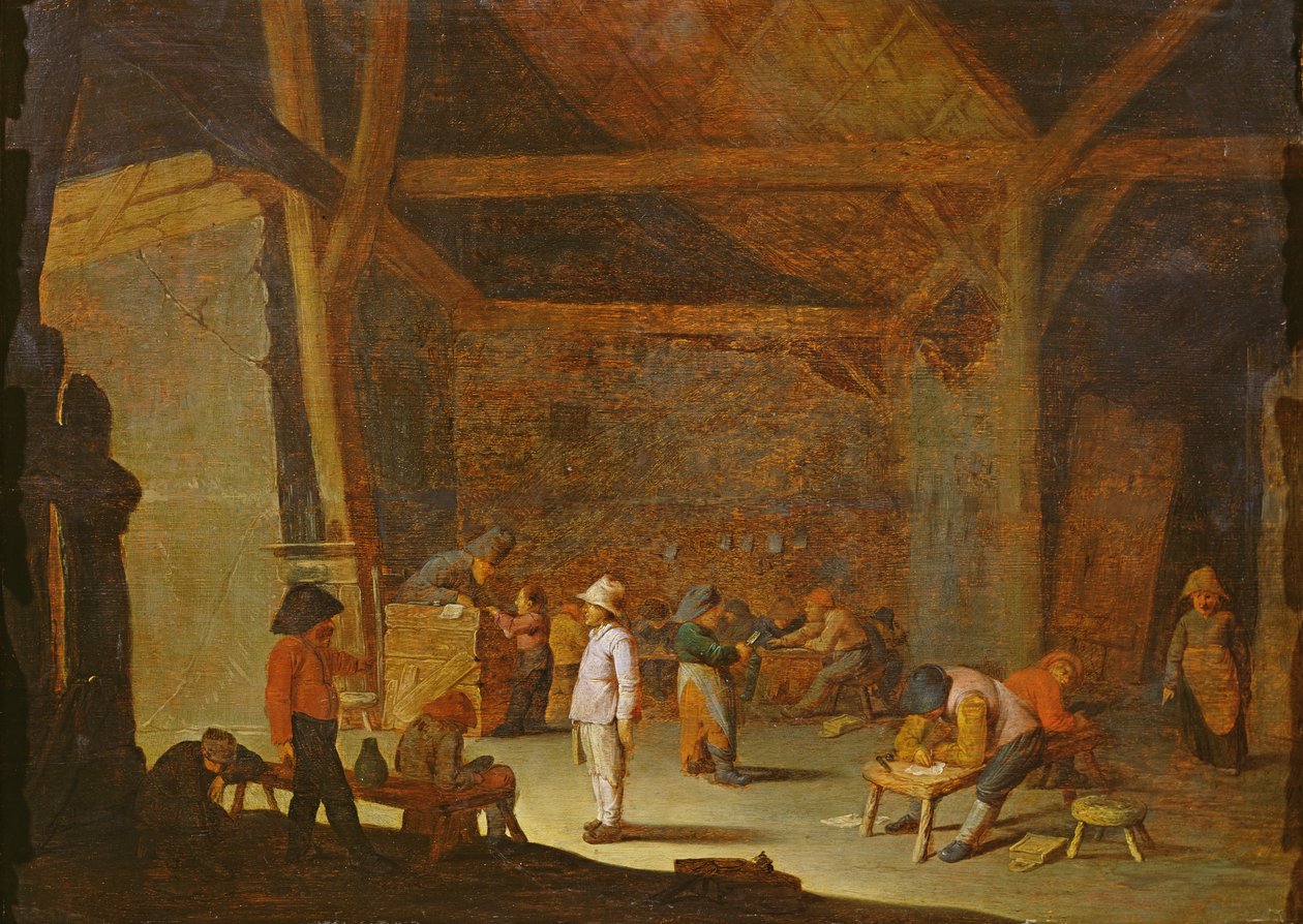 Skoleinteriør av Adriaen Jansz. van Ostade