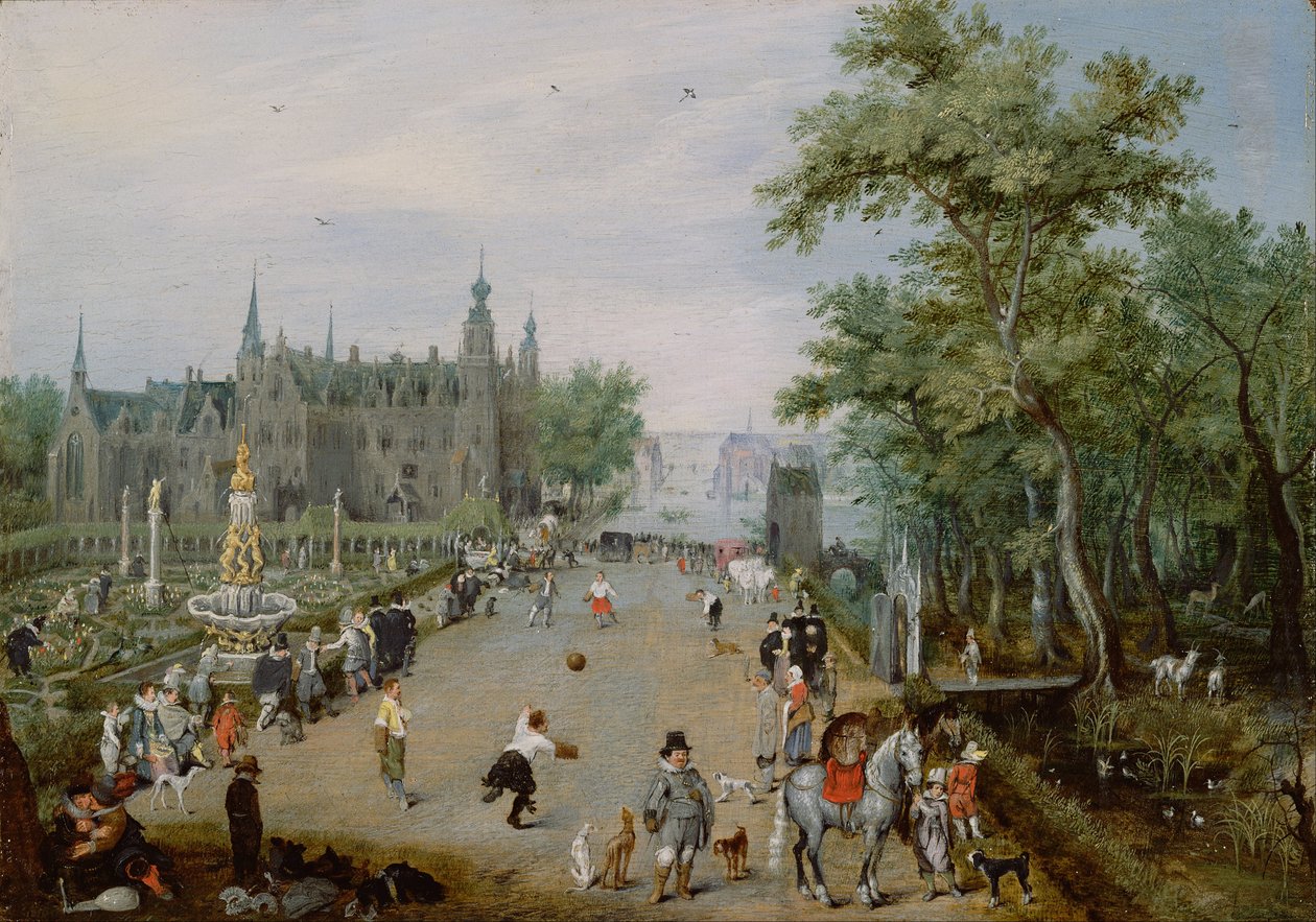 A Jeu de Paume Before a Country Palace av Adriaen van de Venne