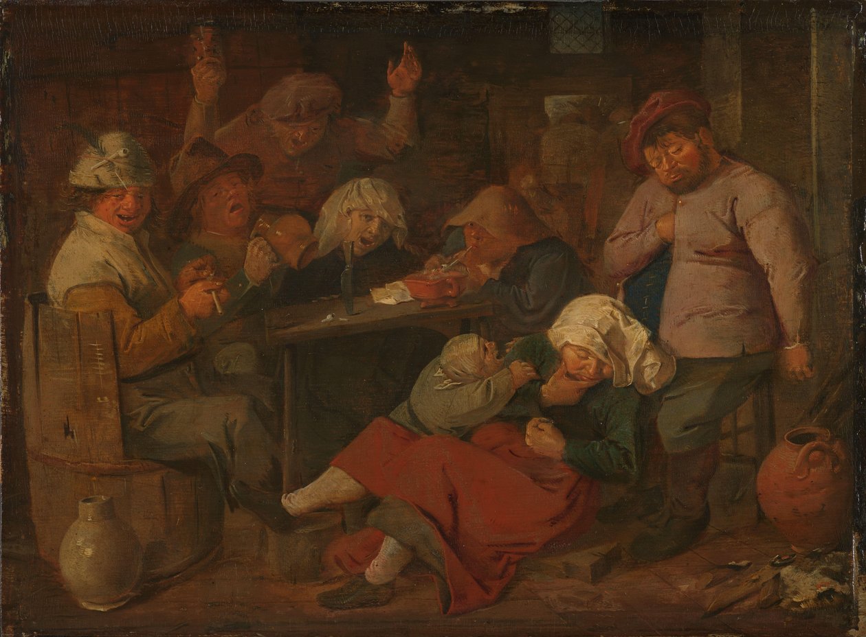 Dårlig folkedrikking på en taverna av Adriaen Brouwer