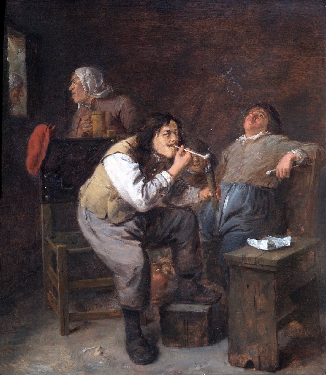 The Smokers, ca. 1635-38 (olje på eikepanel) av Adriaen Brouwer