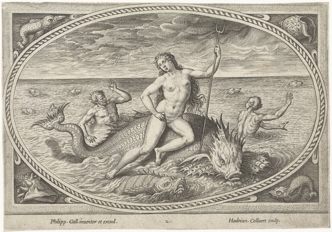 Amfitritt på en fisk Sea Gods (serietittel) av Adriaen Collaert
