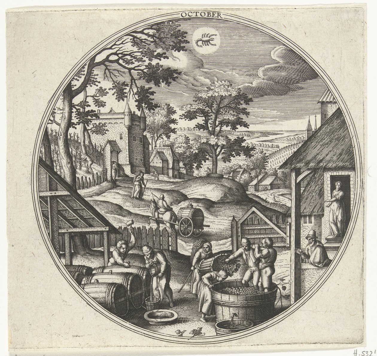oktober De tolv månedene (serietittel) av Adriaen Collaert