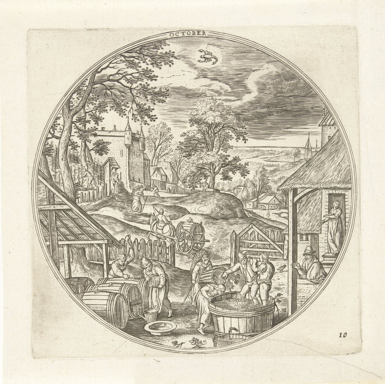 oktober De tolv månedene (serietittel) av Adriaen Collaert