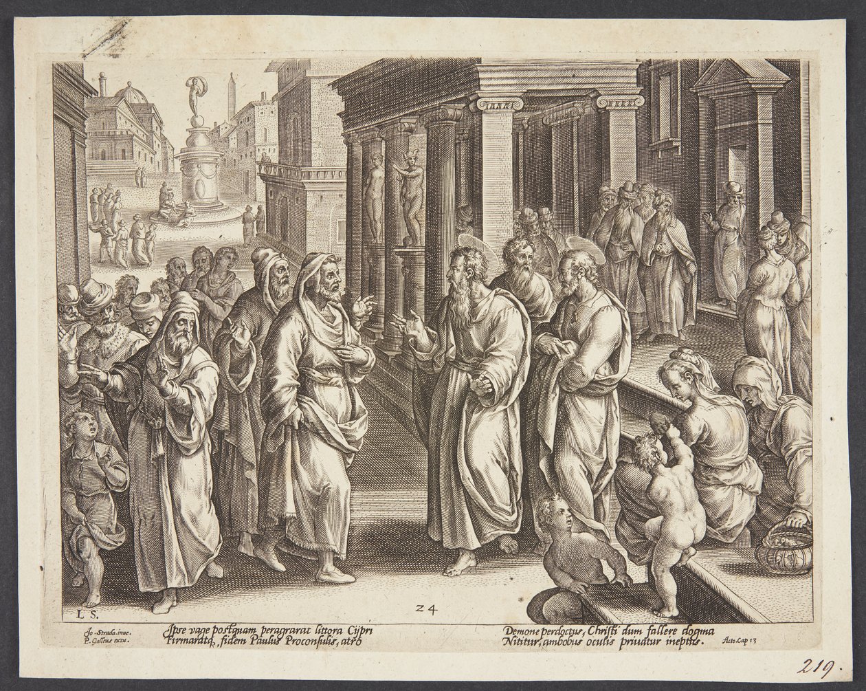 Blindingen av Elymas av Adriaen Collaert