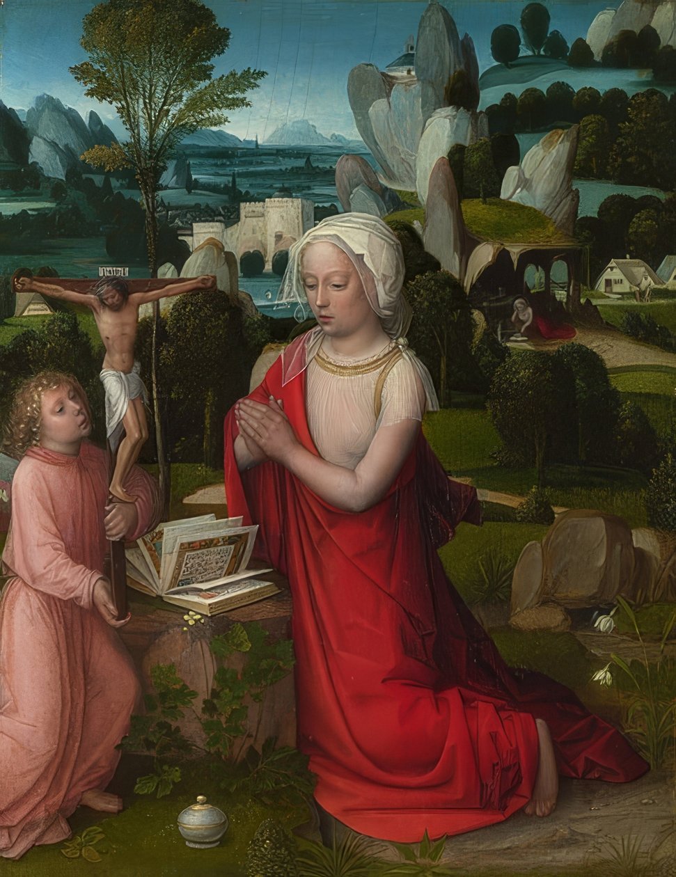 Maria Magdalena i et landskap. Rundt 1520 av Adriaen Isenbrandt or Isenbrant