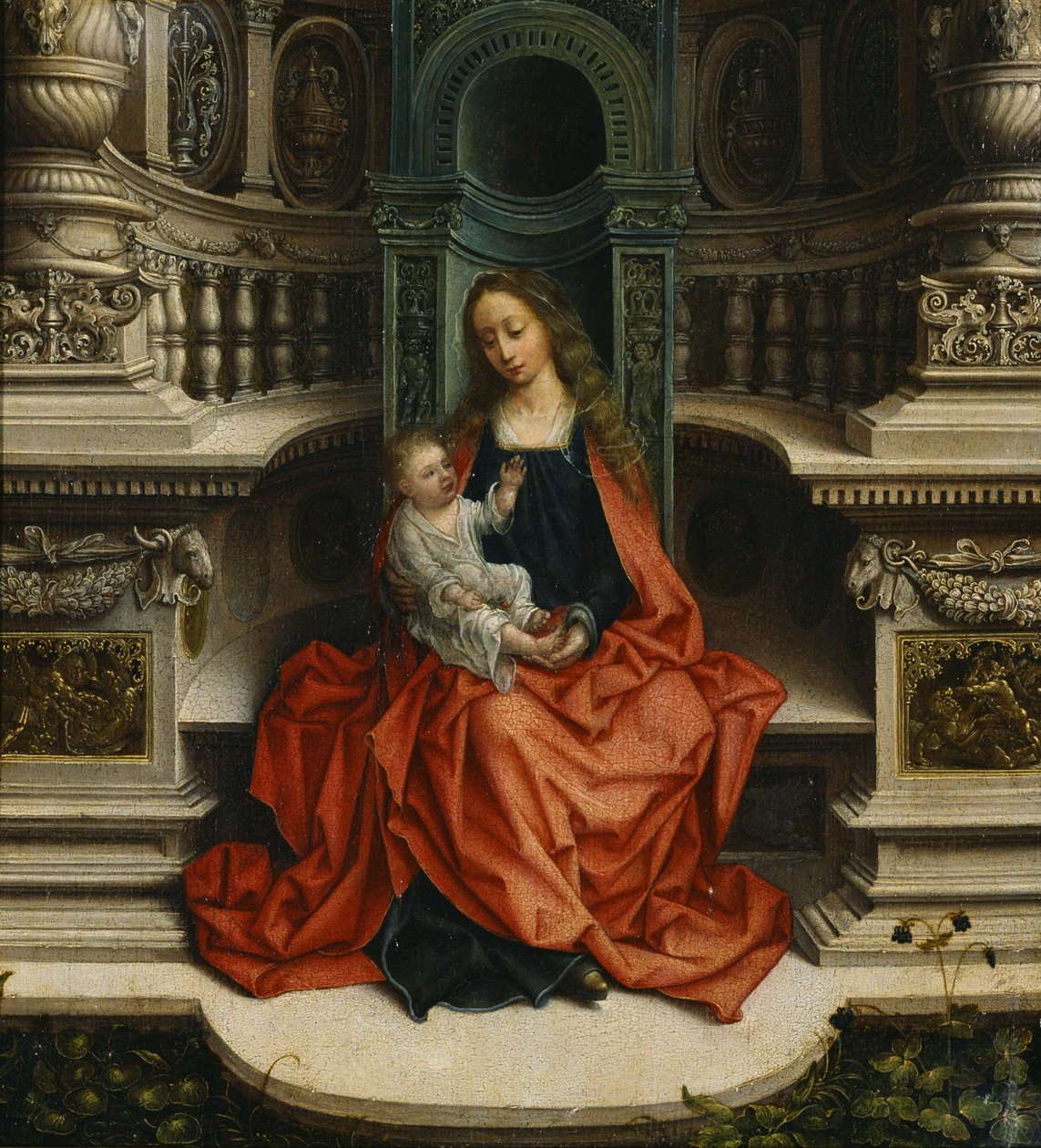 The Madonna and Child Enthroned, 1500-tallet av Adriaen Isenbrandt or Isenbrant