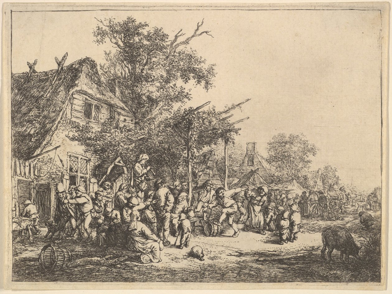 Dans under trellis, 1610-85. av Adriaen Jansz. van Ostade