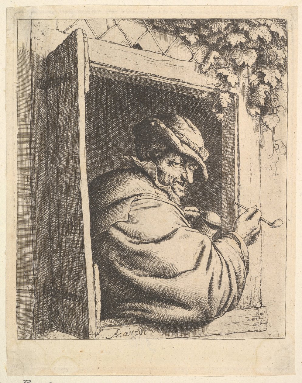 Røyker ved vinduet, 1610-85. av Adriaen Jansz. van Ostade