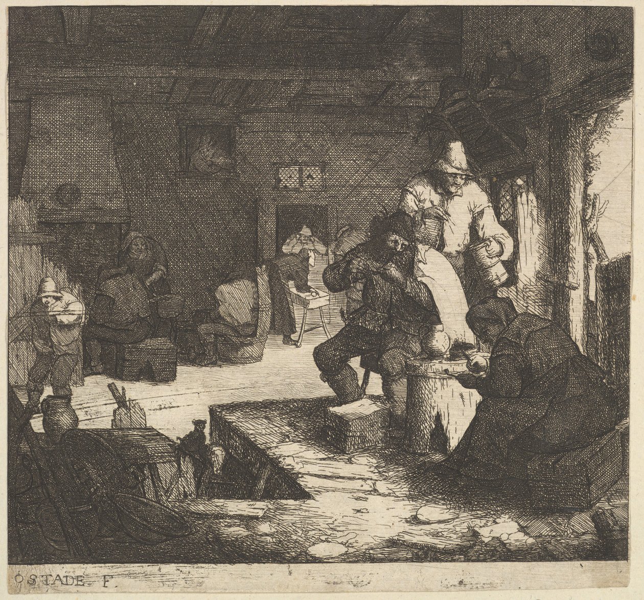 Røykere på vertshuset, 1610-85. av Adriaen Jansz. van Ostade