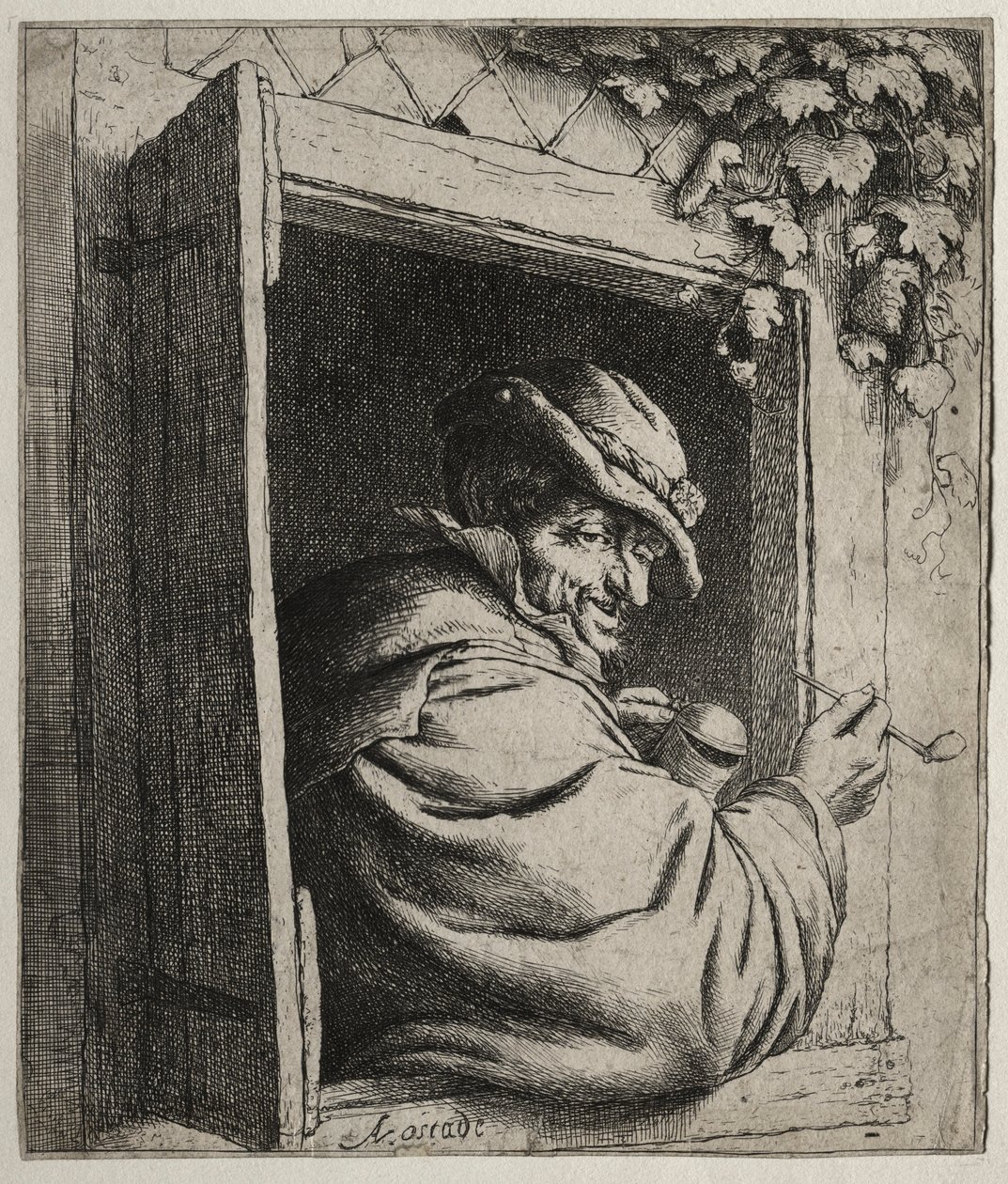 Røykeren ved vinduet. av Adriaen Jansz. van Ostade