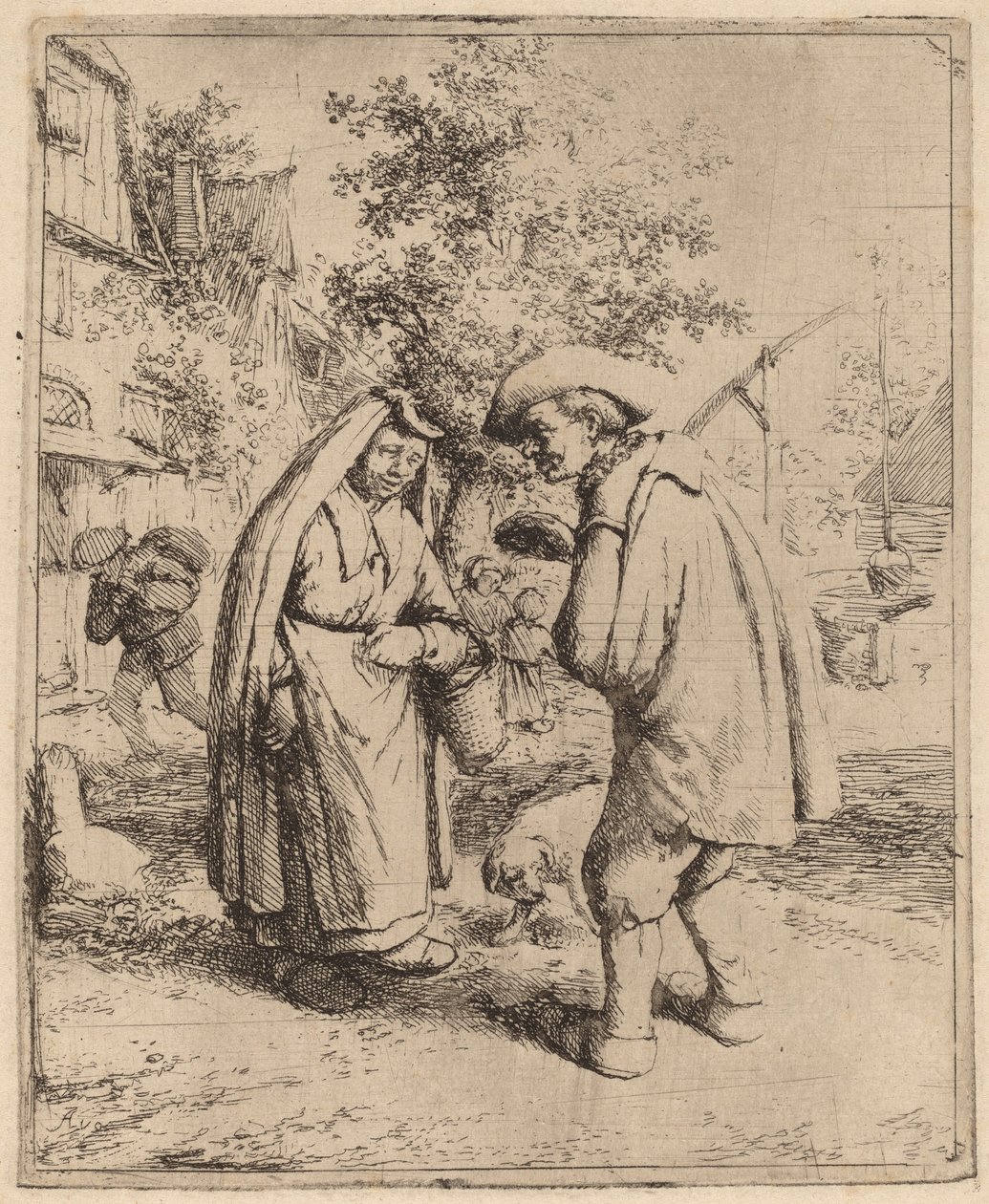 Mann og kvinne snakker av Adriaen van Ostade