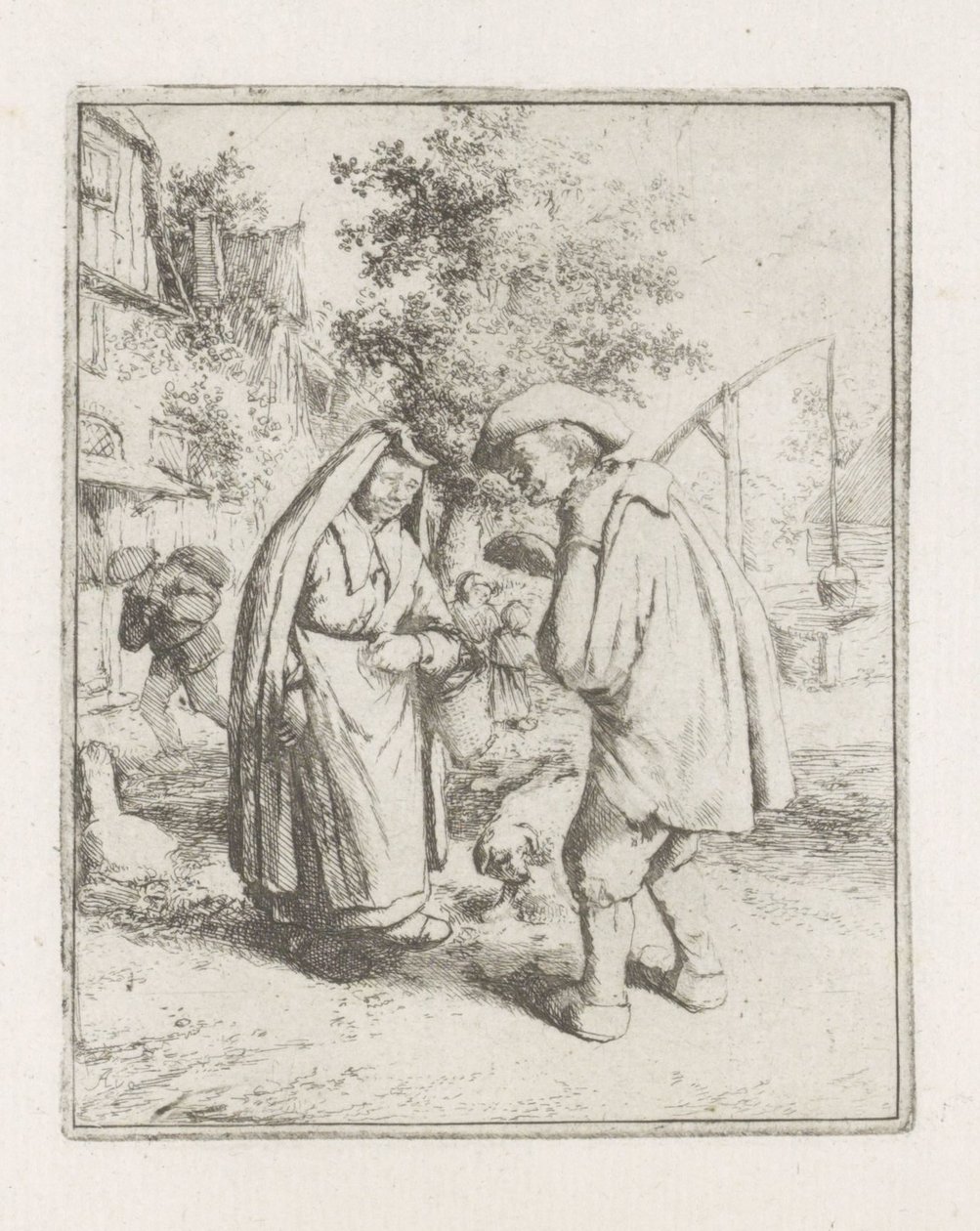Mann og kvinne i samtale av Adriaen van Ostade