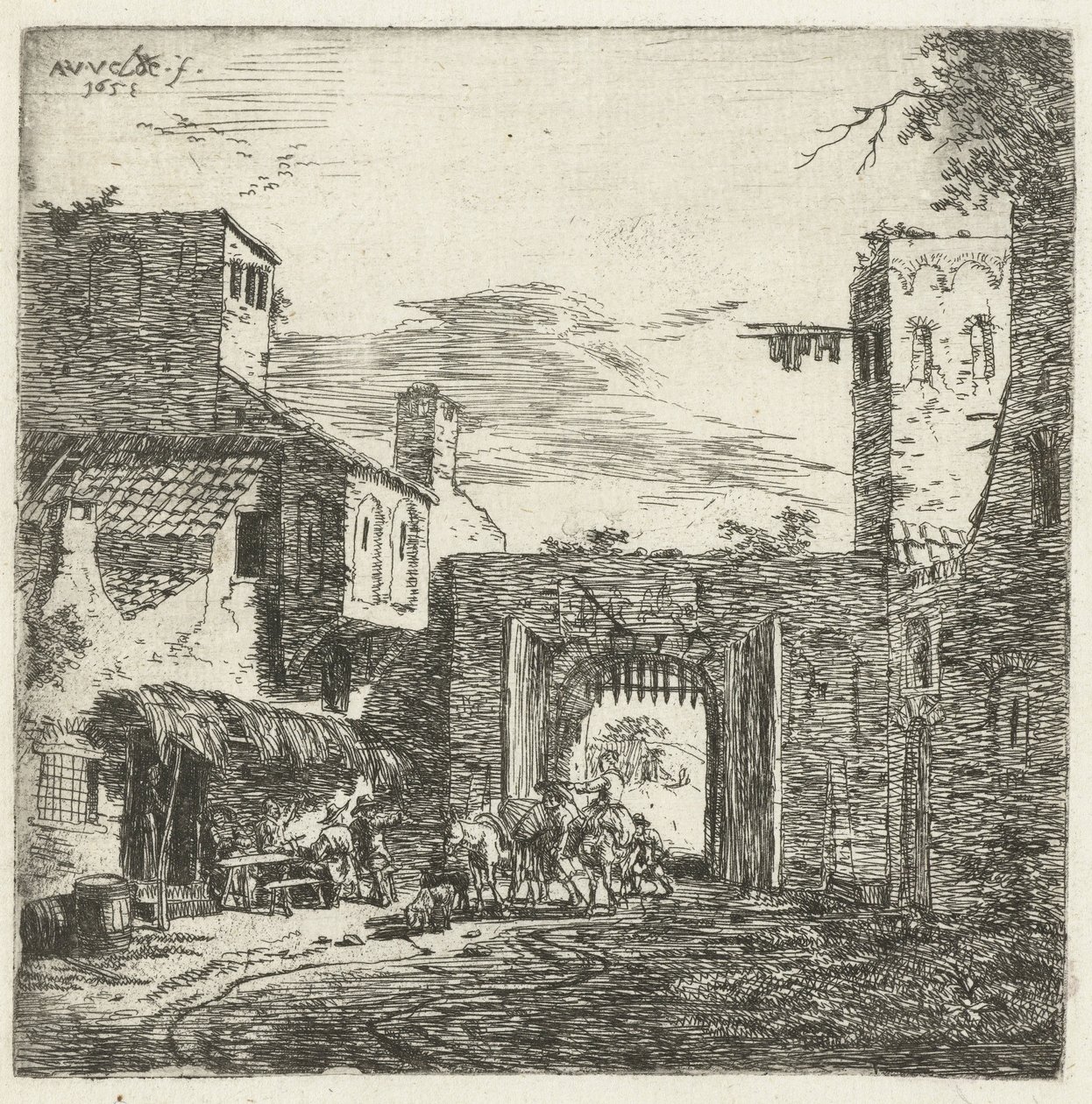 Inn ved byporten, 1653 av Adriaen van de Velde