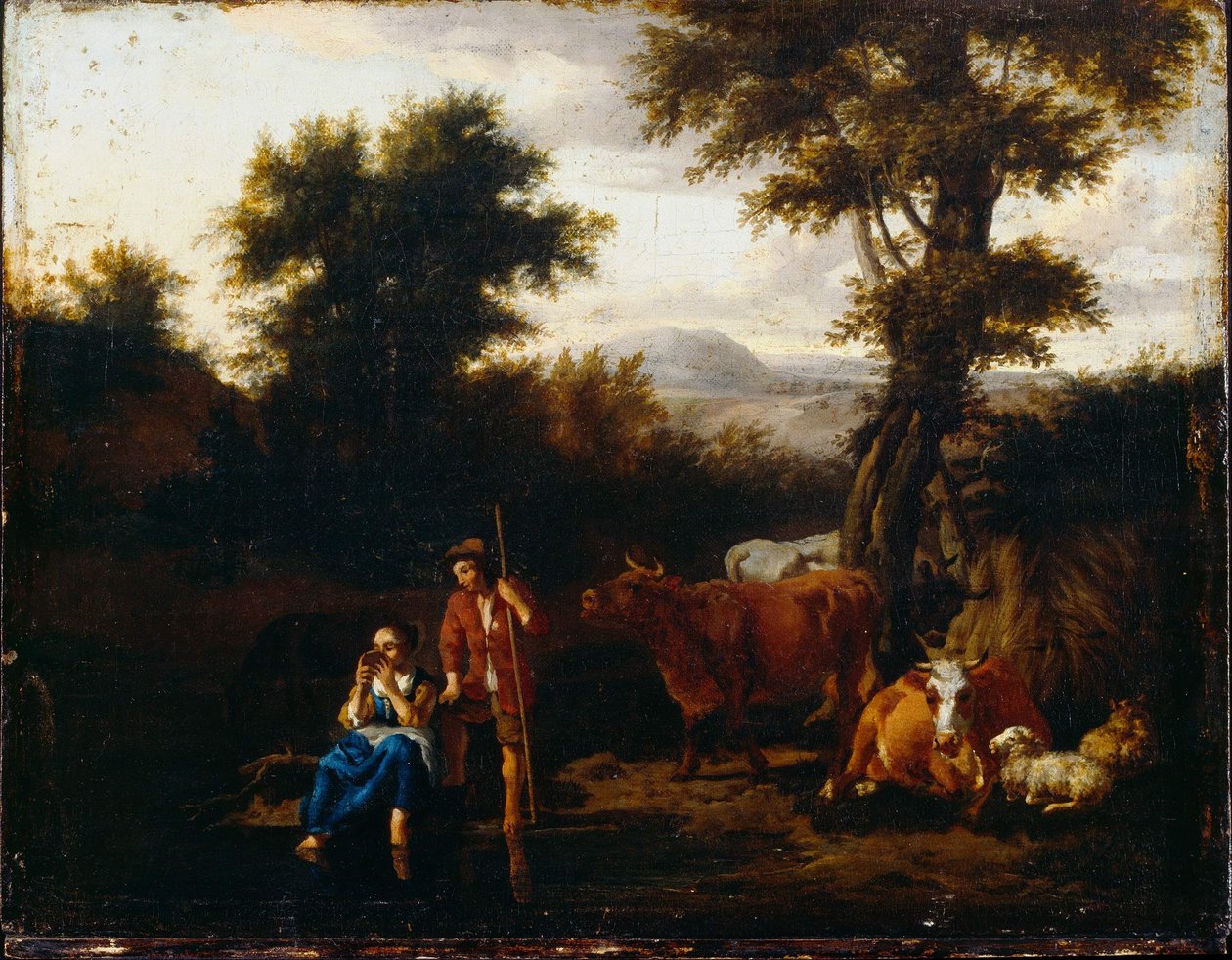 Bønder og storfe av Adriaen van de Velde