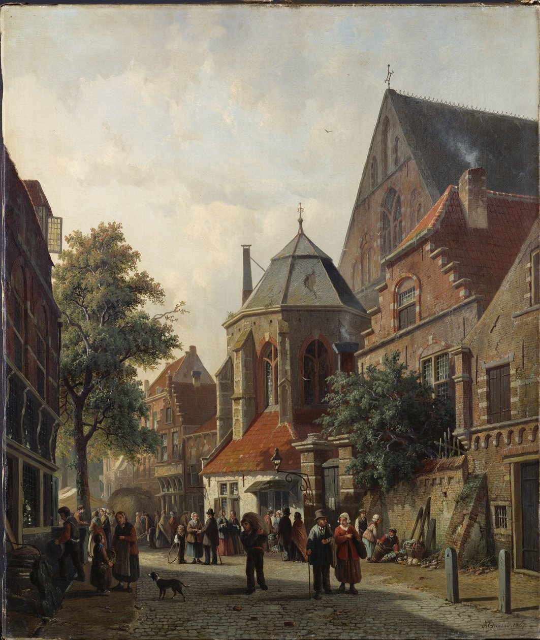 En nederlandsk gatescene, 1867 av Adrianus Eversen
