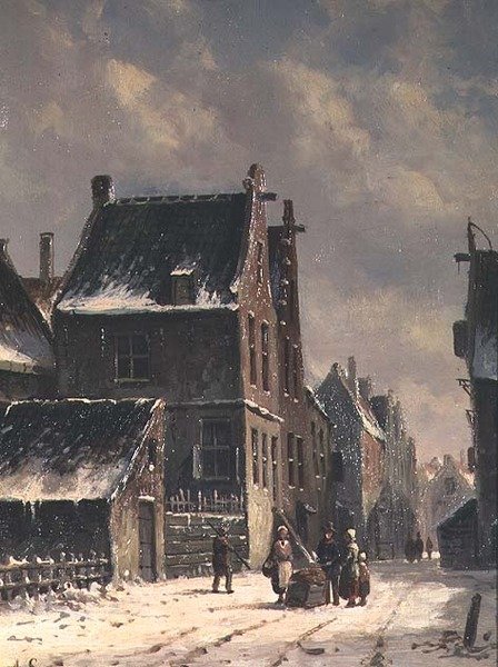 En nederlandsk by om vinteren av Adrianus Eversen