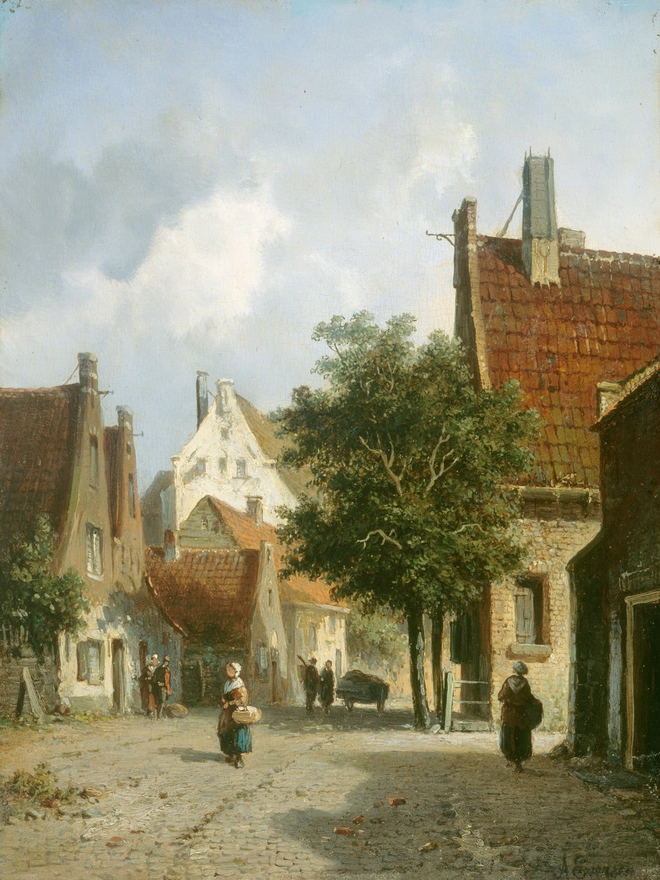 Amsterdam Street Scene, 1800-tallet. av Adrianus Eversen