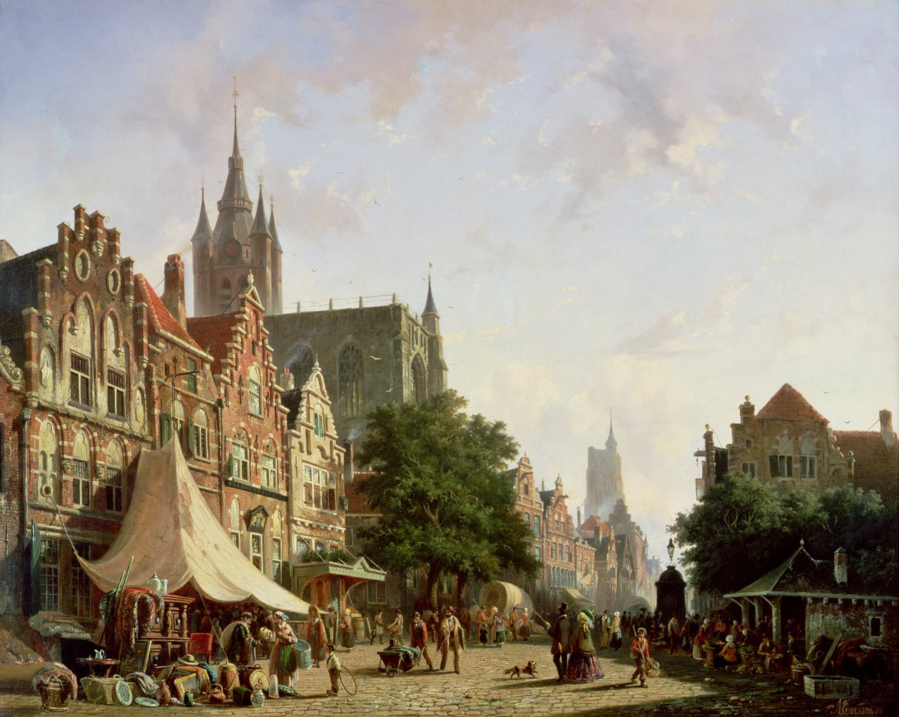 Nederlandsk gatescene av Adrianus Eversen