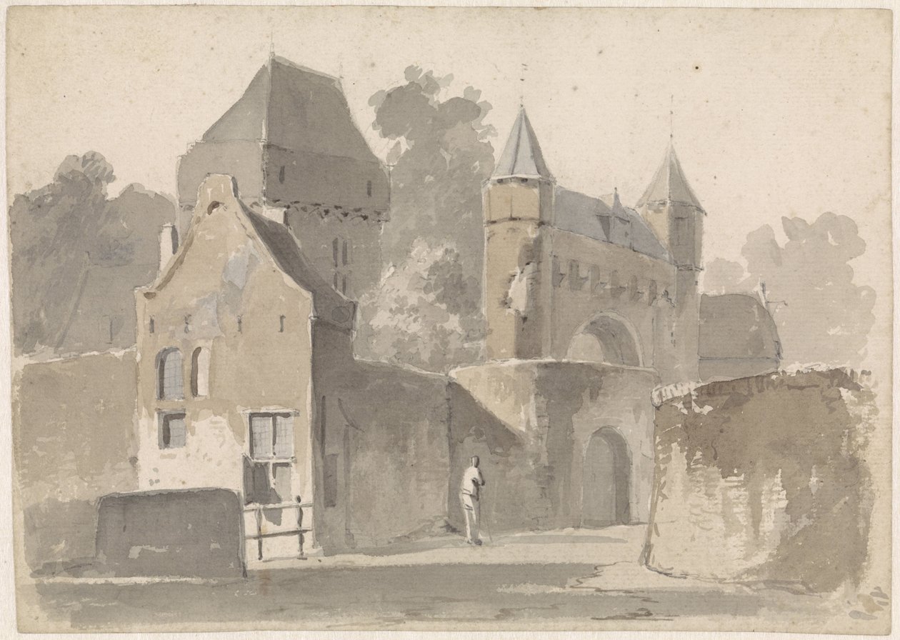 Utsikt over en byport av Adrianus Eversen