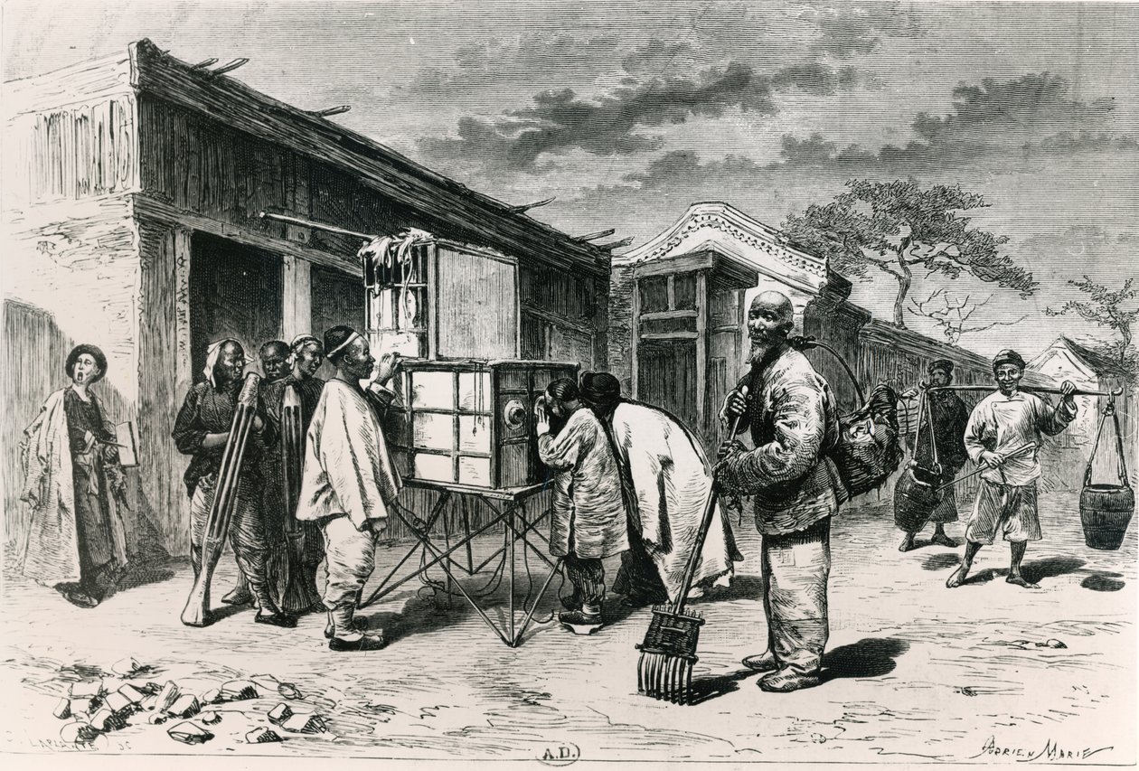 Et diorama på en vei i Beijing, 1873 av Adrien Emmanuel Marie