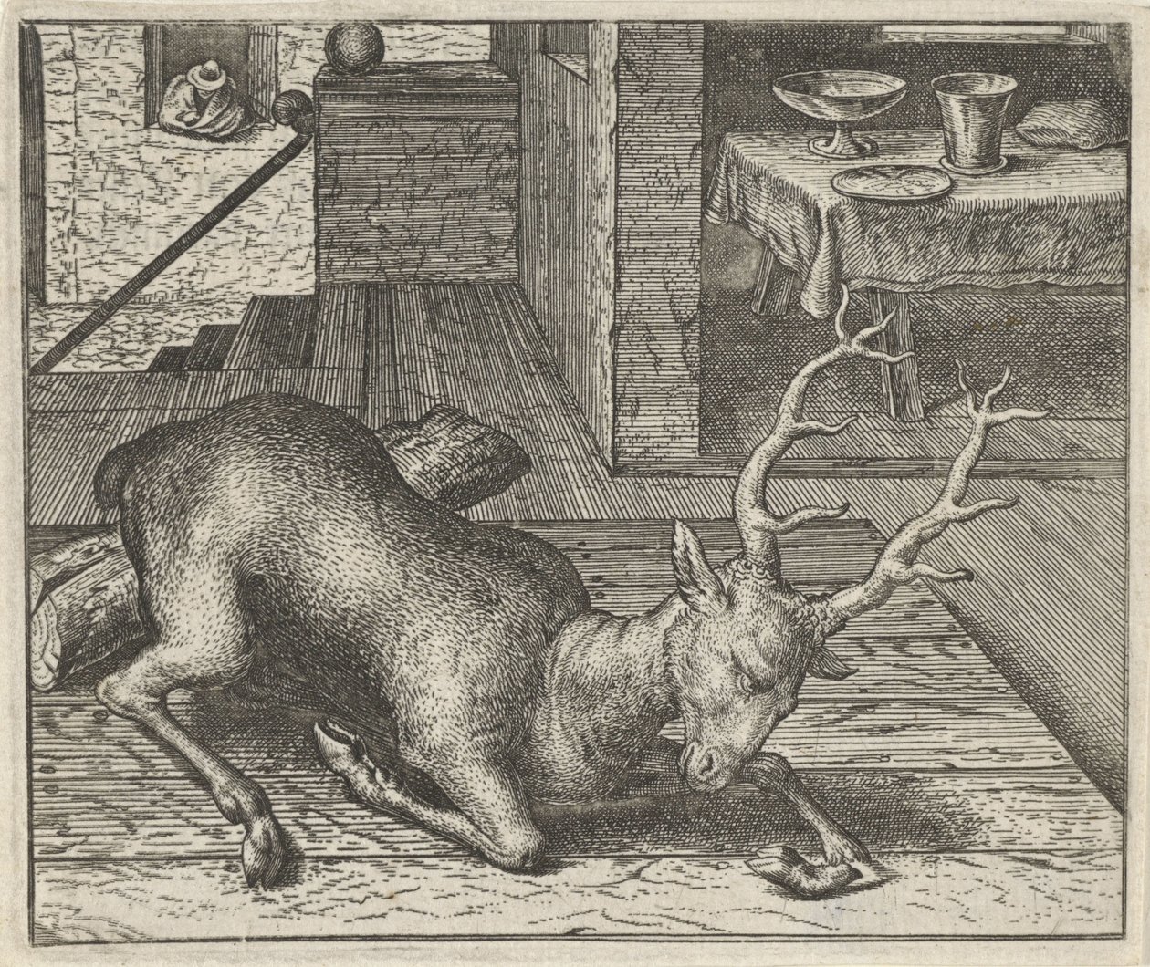 Fabel om den fulle hjort av Egidius  Sadeler (II)