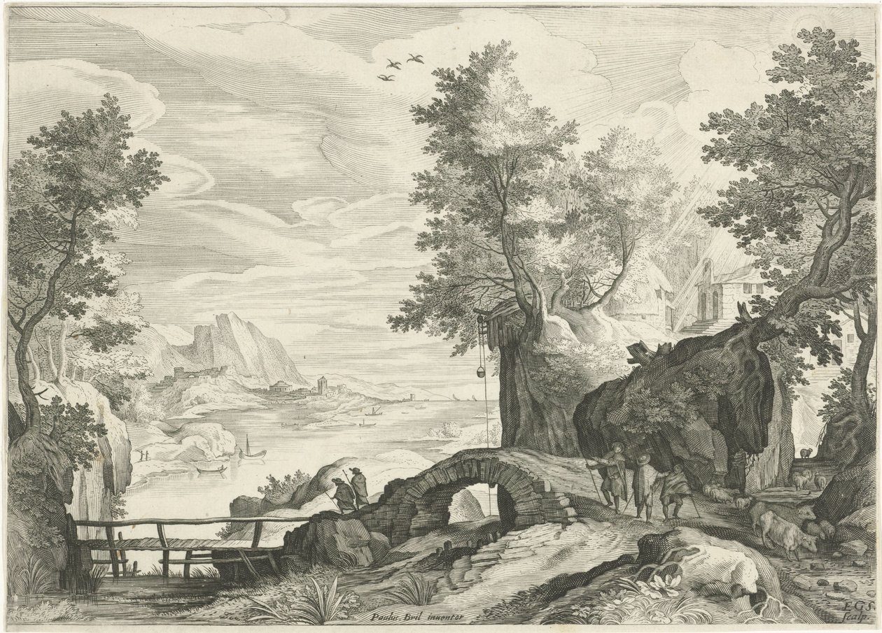 Elvelandskap av Egidius  Sadeler (II)