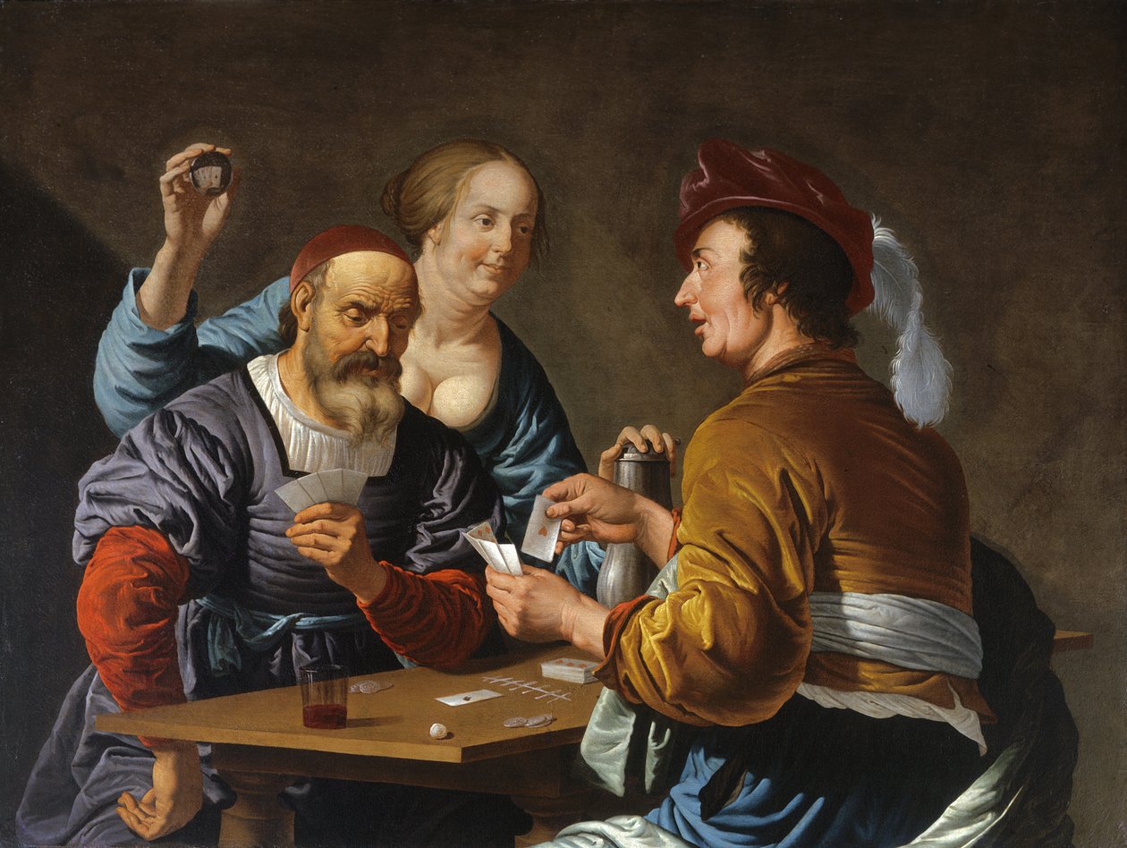 Cardsharps in an Interiør, 1656 av Aelbert Jansz. van der Schoor