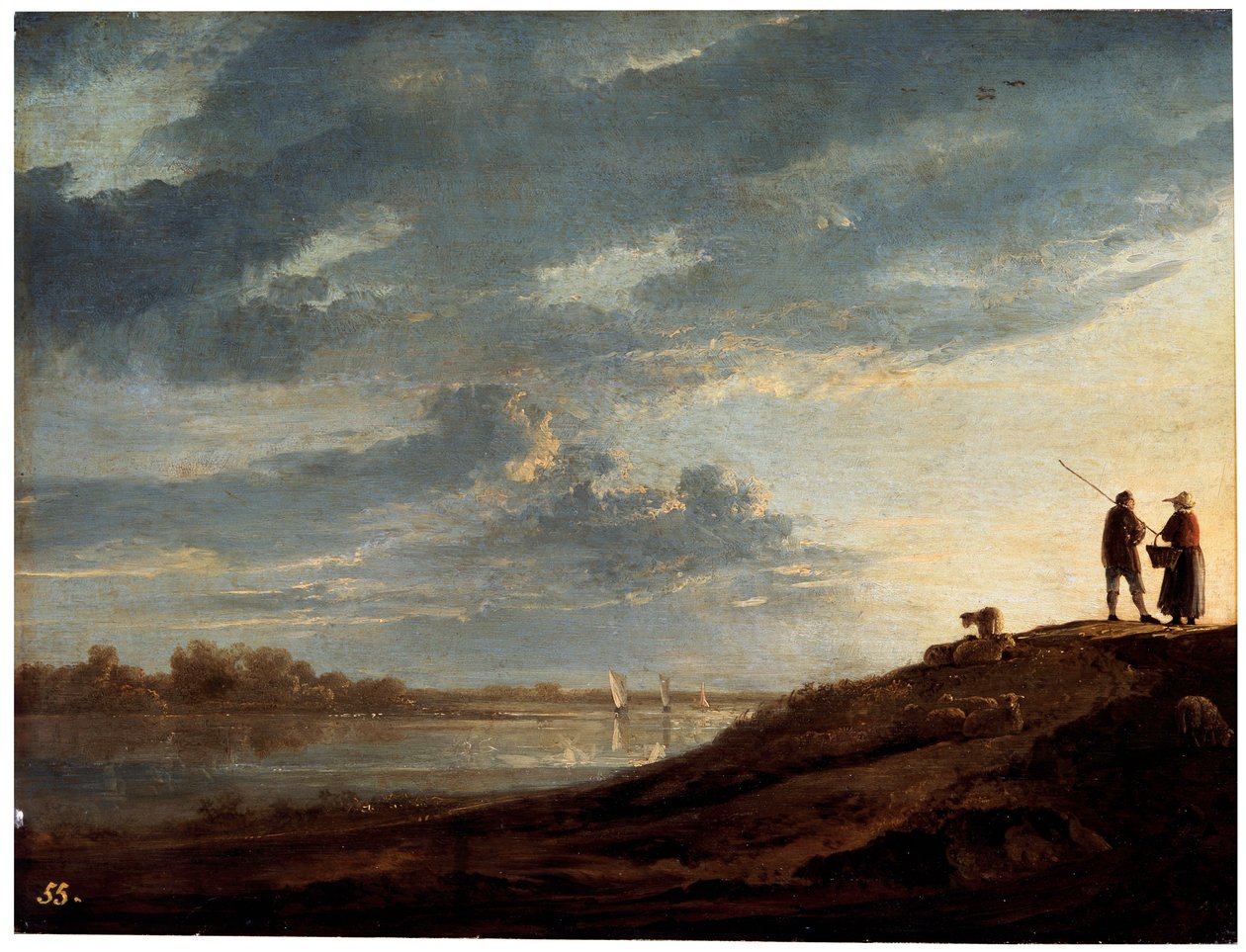 Solnedgang over elven, 1650-tallet. av Aelbert Cuyp