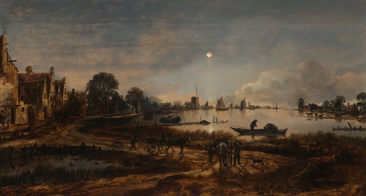 River View av Moonlight av Aert van der Neer