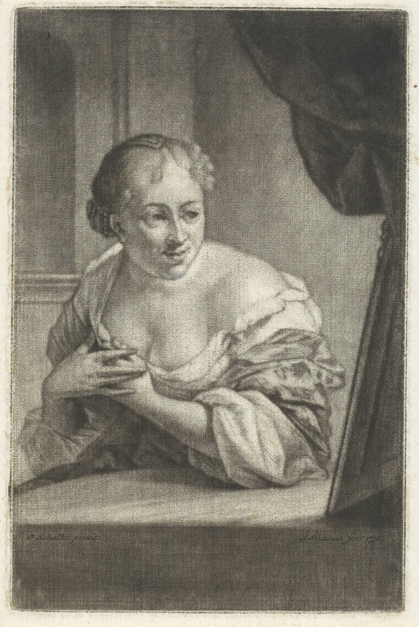 Kvinne foran et speil av Aert Schouman