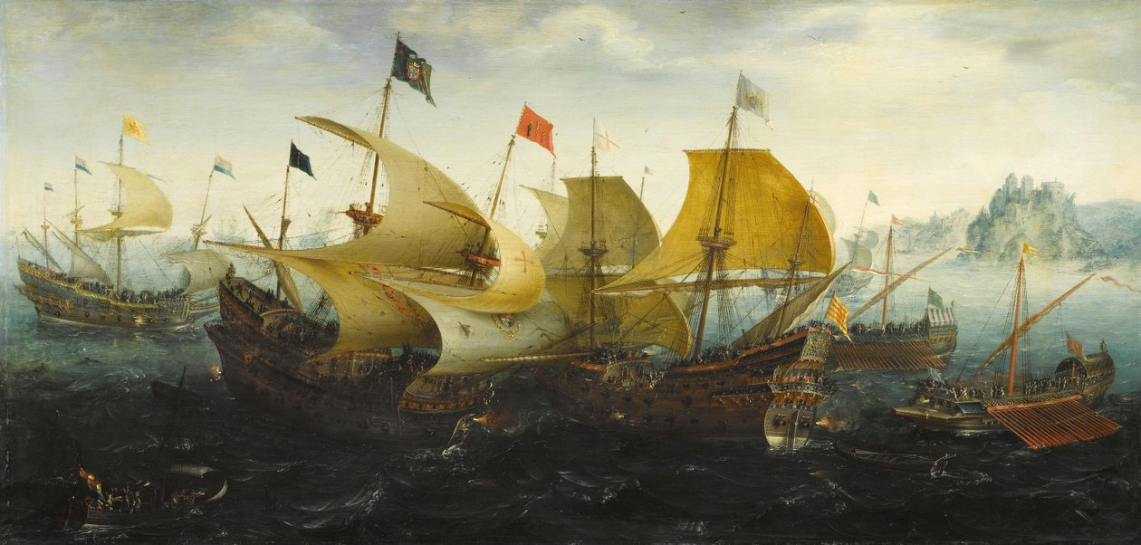 Slaget ved Cadiz i 1587 av Aert van Antum