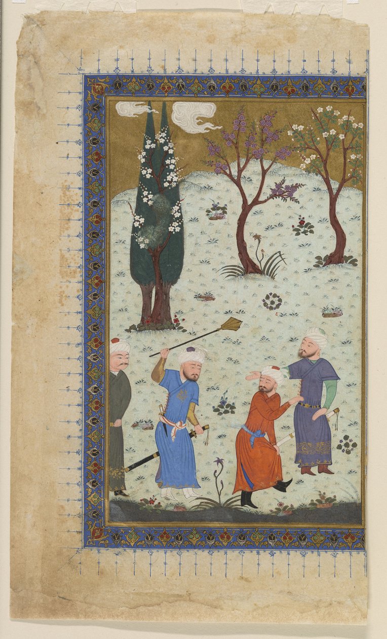 En prins tronet omgitt av ledsagere, 1425-30 av Afghan School