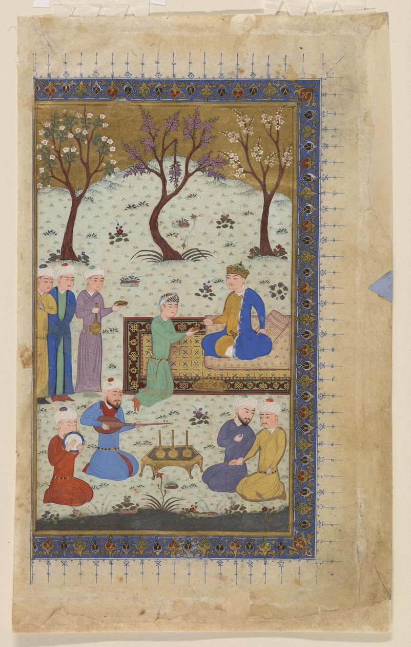 En prins tronet omgitt av ledsagere, 1425-30 av Afghan School