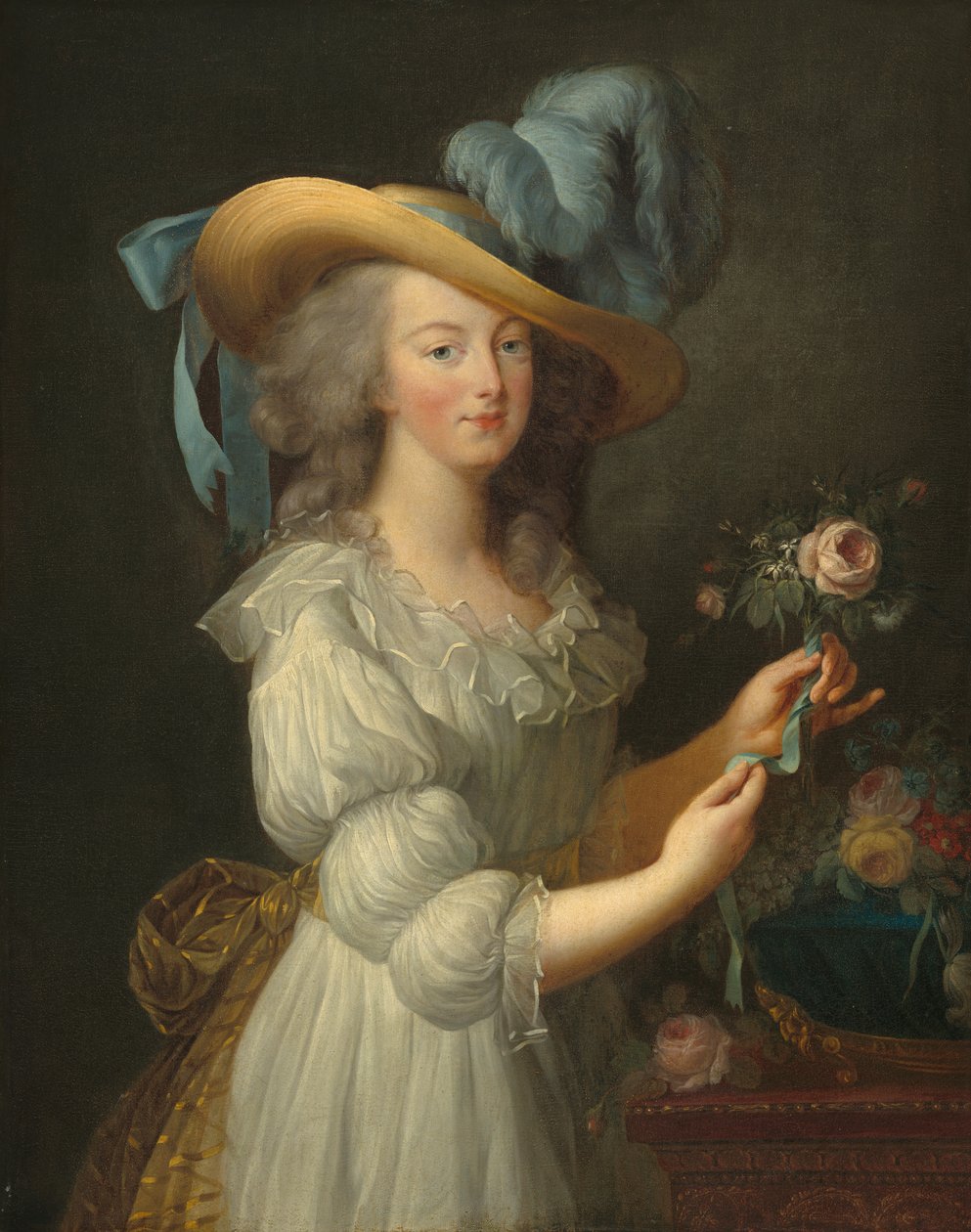 Marie Antoinette i en Muslin -kjole av Elisabeth Louise after Vigee Lebrun