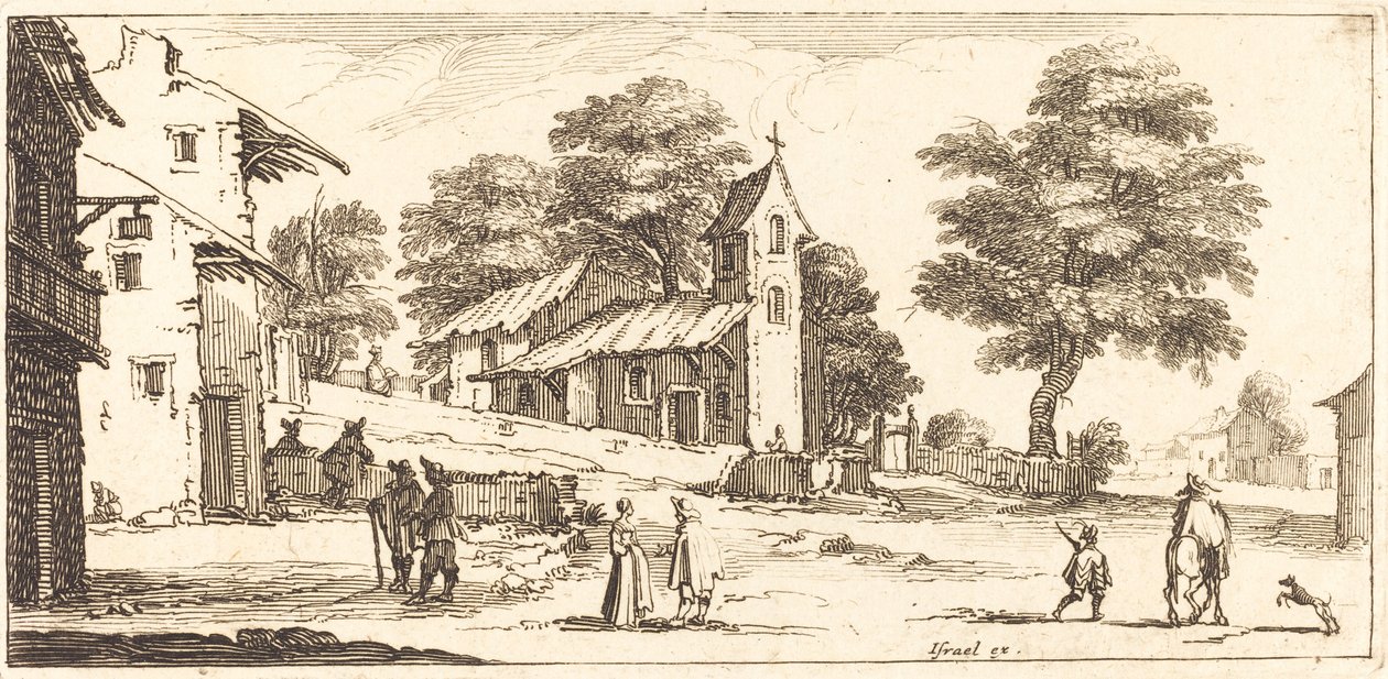 En kirke av After Jacques Callot