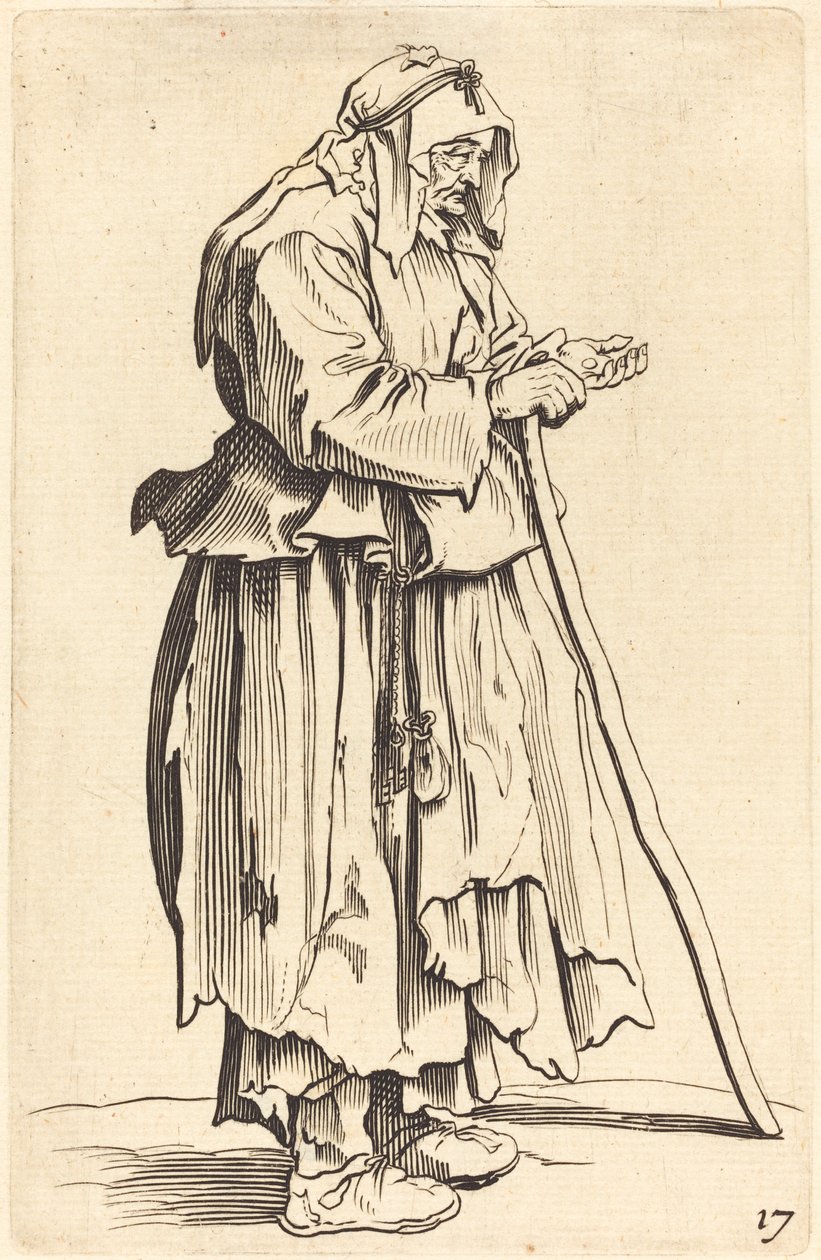 Tiggerkvinne mottar veldedighet av After Jacques Callot