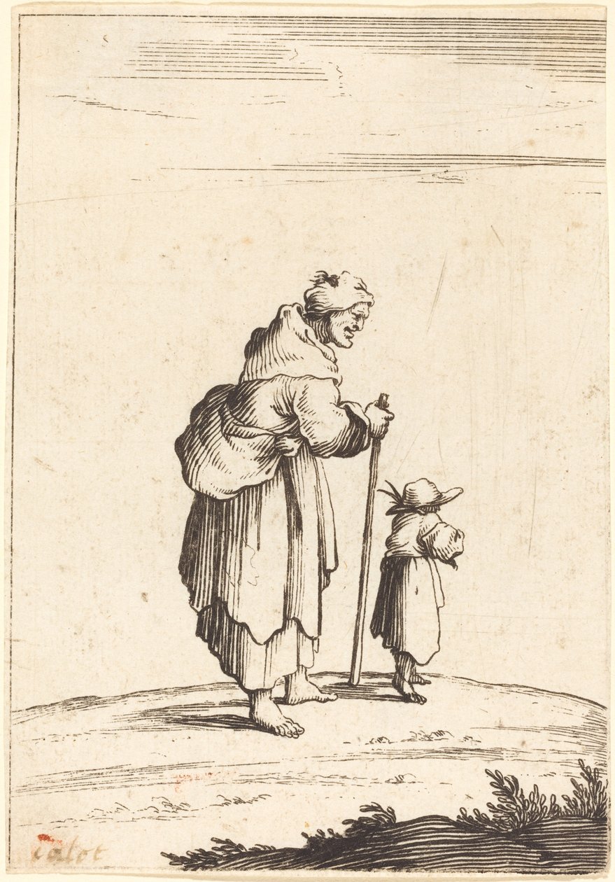 Tiggerkvinne og barn av After Jacques Callot