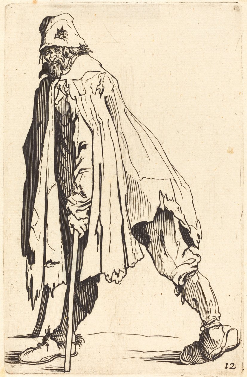 Tigger med krykker og lue av After Jacques Callot