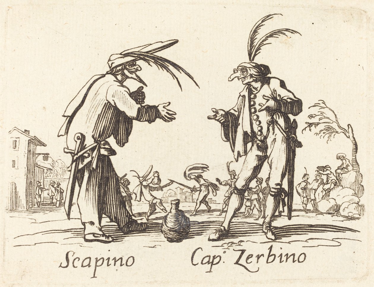 Scapino og Cap. Zerbino av After Jacques Callot