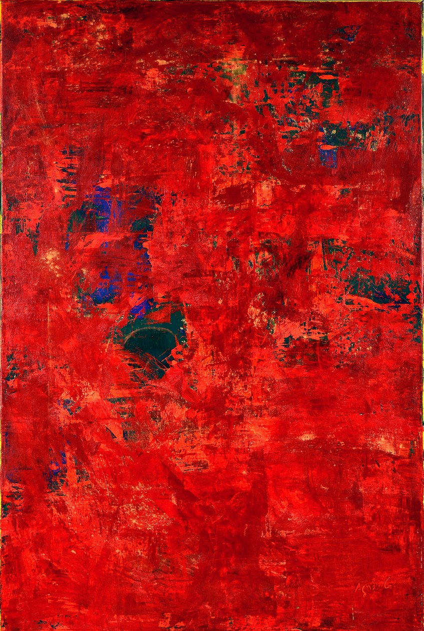 E.T In Red, 2019 (olje på lerret) av Agnes Girardon