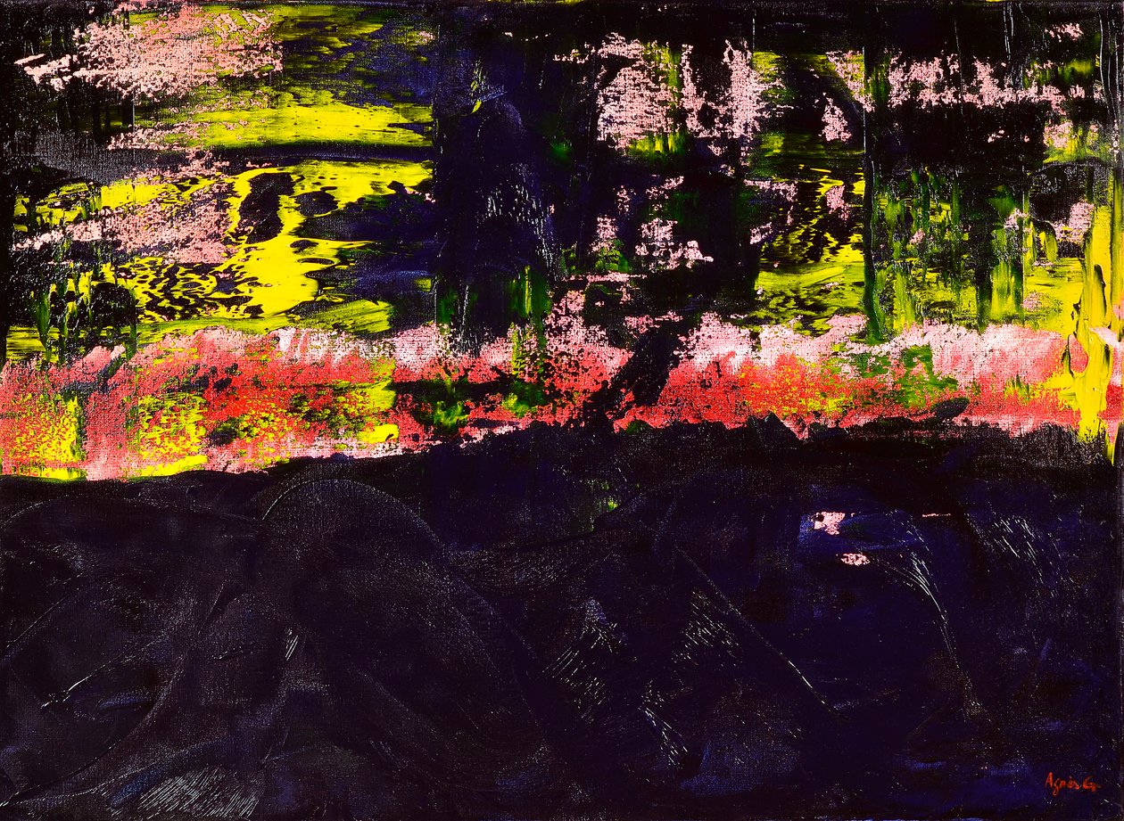 Flow 2, 2018 (olje på lerret) av Agnes Girardon