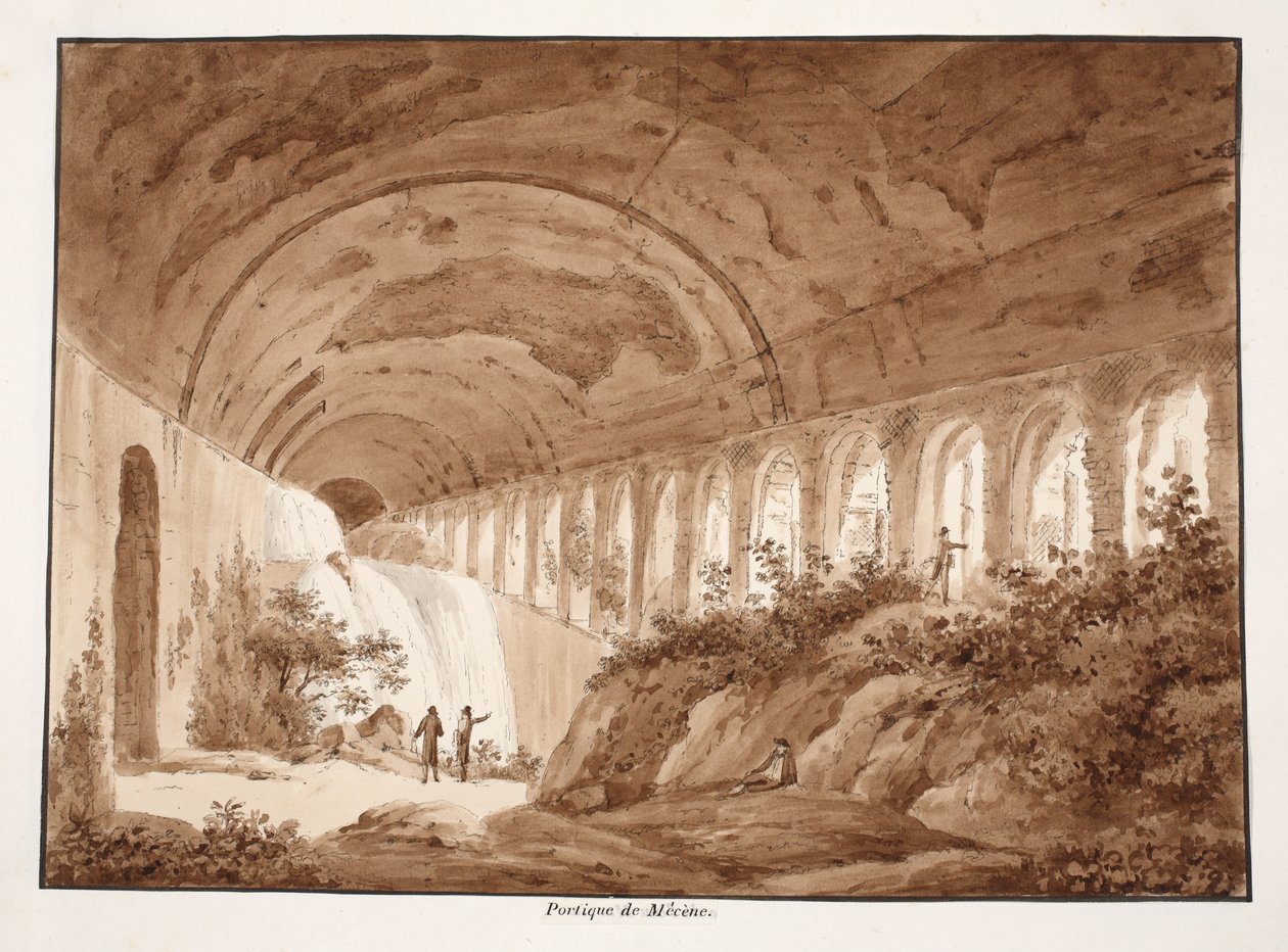 Portico of the Villa Maecenas, 1833 (etsing med brun vask) av Agostino Tofanelli