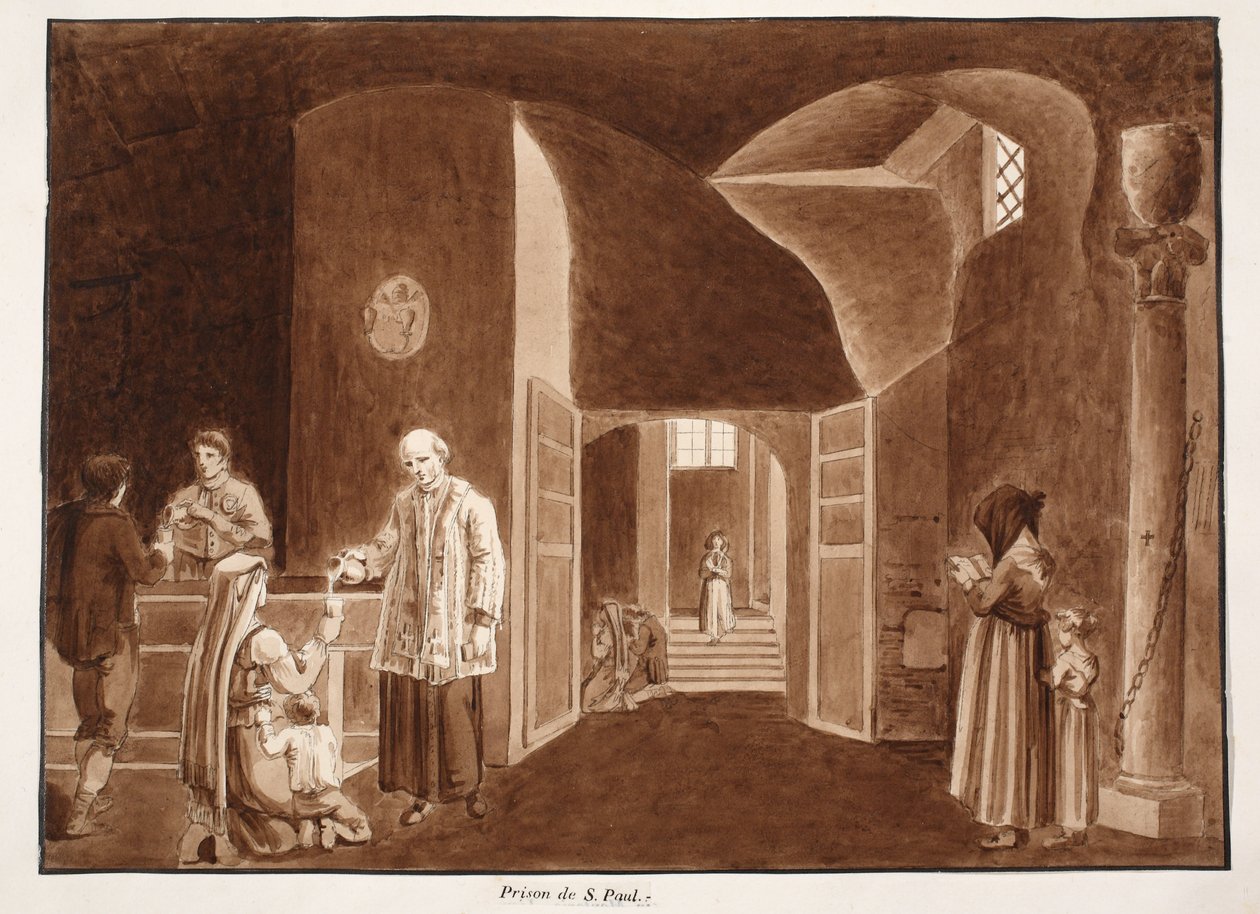 Fengselet til St. Paul, 1833 (etsing med brun vask) av Agostino Tofanelli