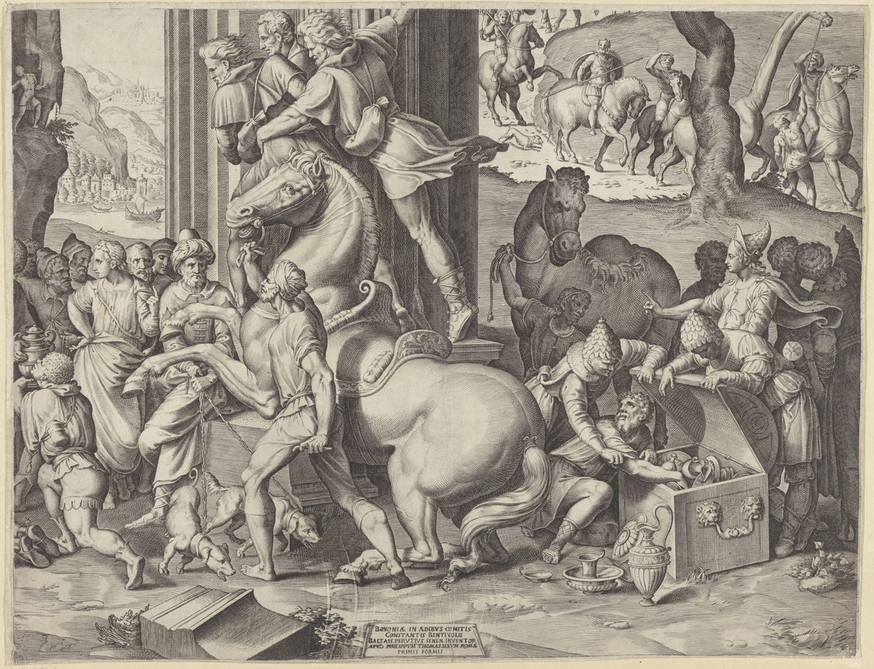 Tilbedelse av magiene (nederst til høyre) av Agostino Carracci