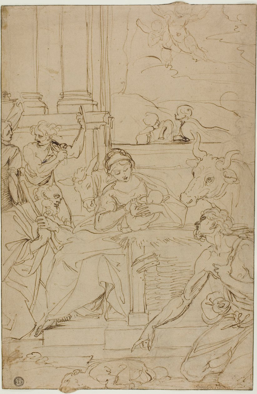 Tilbedelse av hyrdene av Agostino Carracci