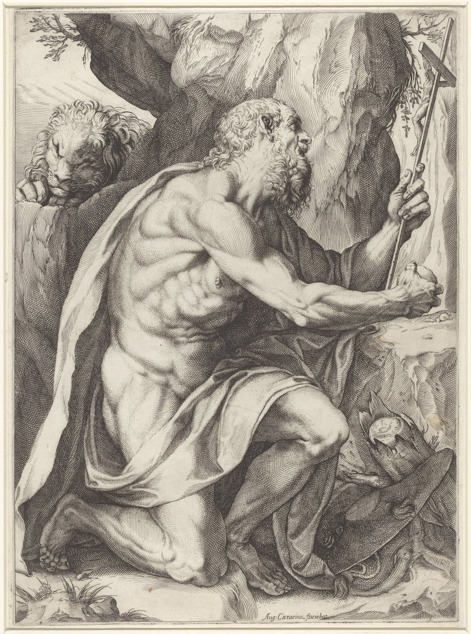 Den hellige Jerome av Agostino Carracci